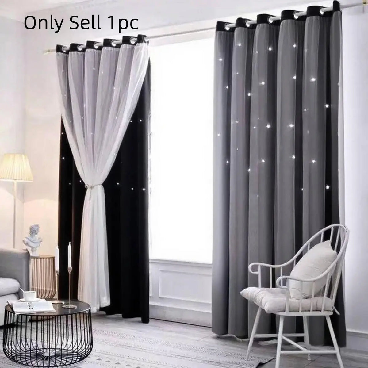 Solid Colour Double Layer Curtains | Light Filtering, Thermal Insulated | Wide Size Range 39" to 118"