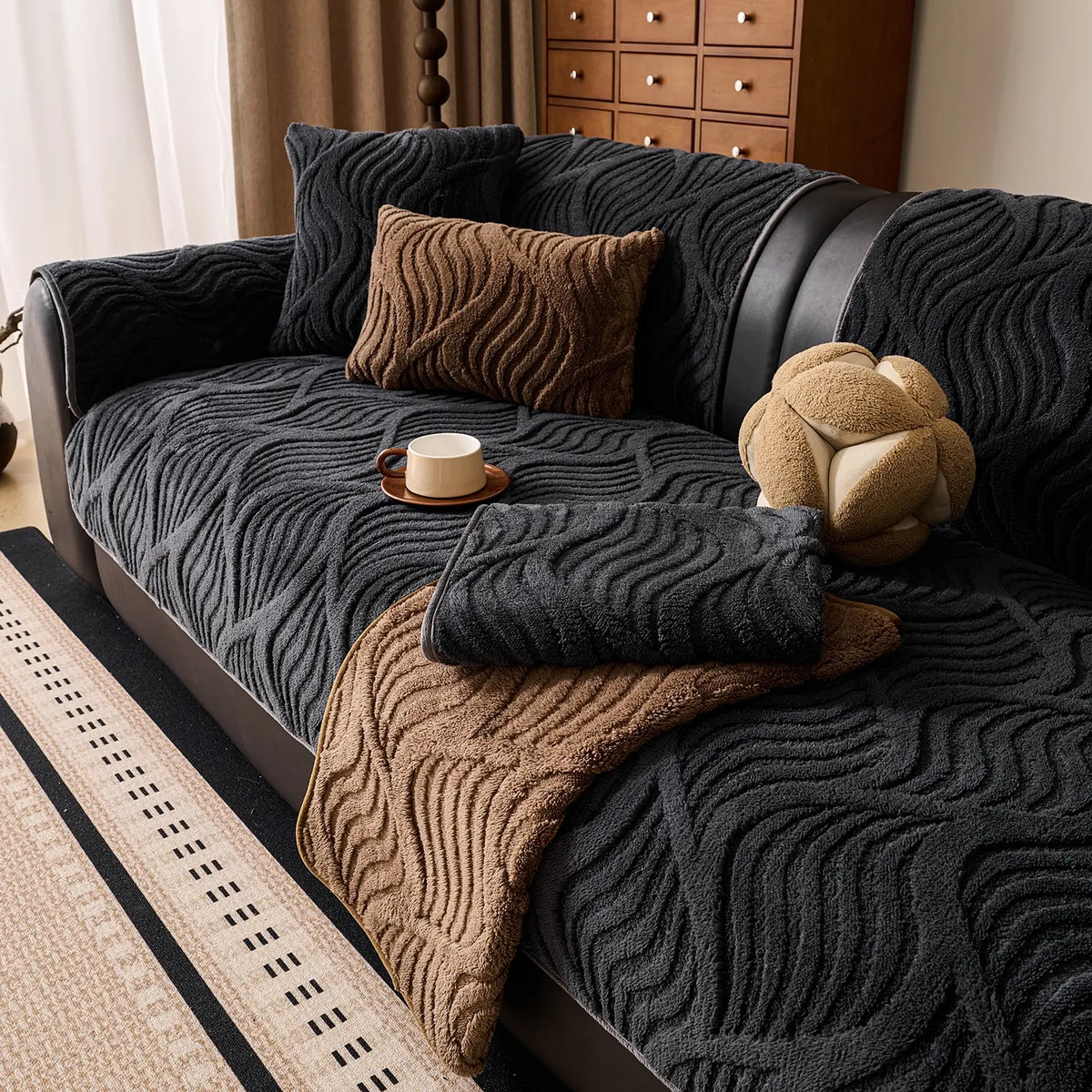 Bohemian Style Plush Sofa Cushion Cover, Soft Winter & Autumn Decorative Throw Pillow Case, Home Furniture Accessory, Home Textile