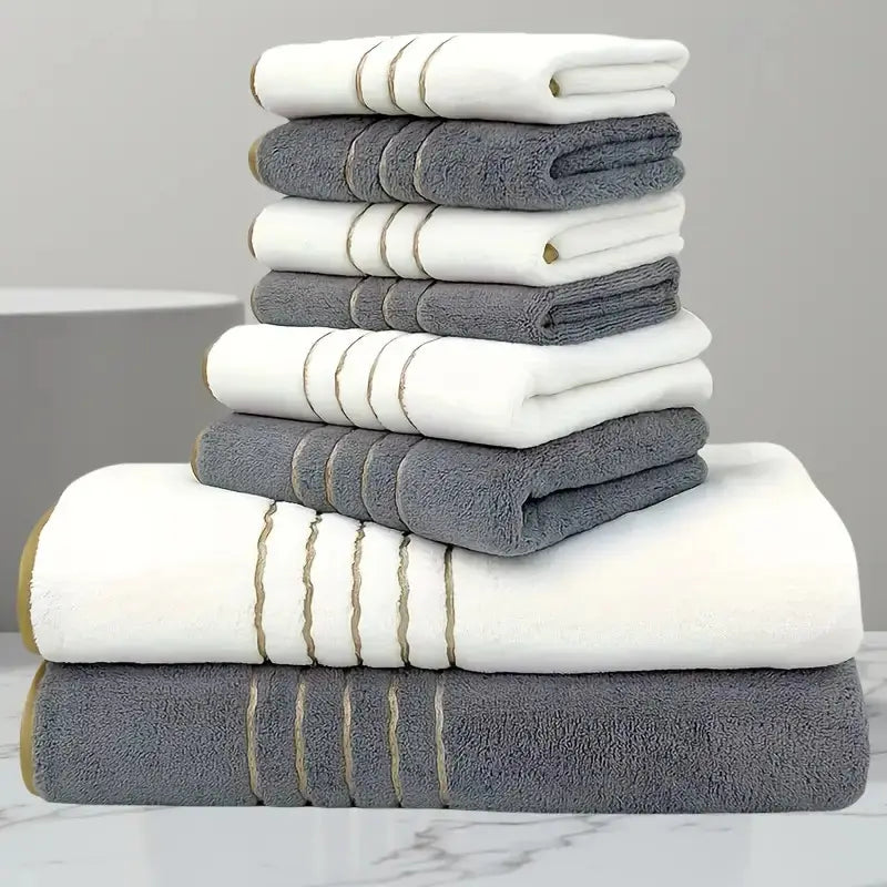 Indulge in Luxury: 8-Piece Premium Bathroom Towel Set - 2 Bath Towels, 2 Hand Towels, 4 Washcloths for Ultimate Softness and Absorbency