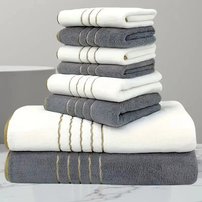 Indulge in Luxury: 8-Piece Premium Bathroom Towel Set - 2 Bath Towels, 2 Hand Towels, 4 Washcloths for Ultimate Softness and Absorbency