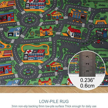 Cartoon City Pattern Area Rug - Soft, Non-Slip Floor Mat for Living Room, Bedroom, or Nursery