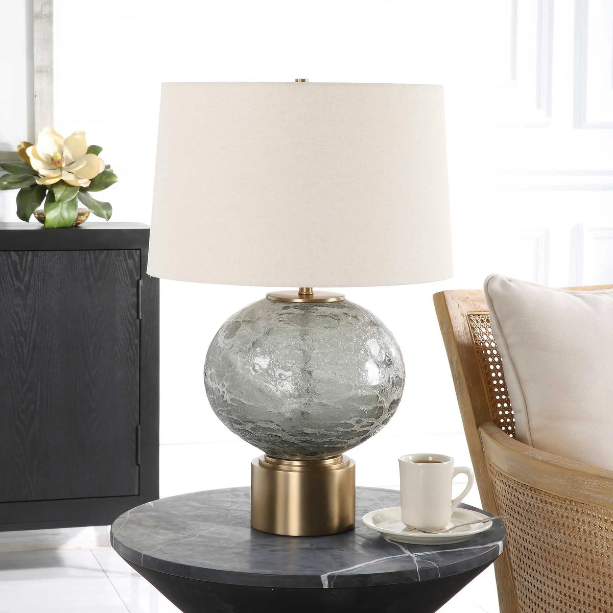 Gray Glass Table Lamp