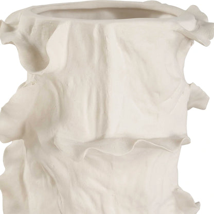 Ruffled White Sculptural Vases, Set of 2