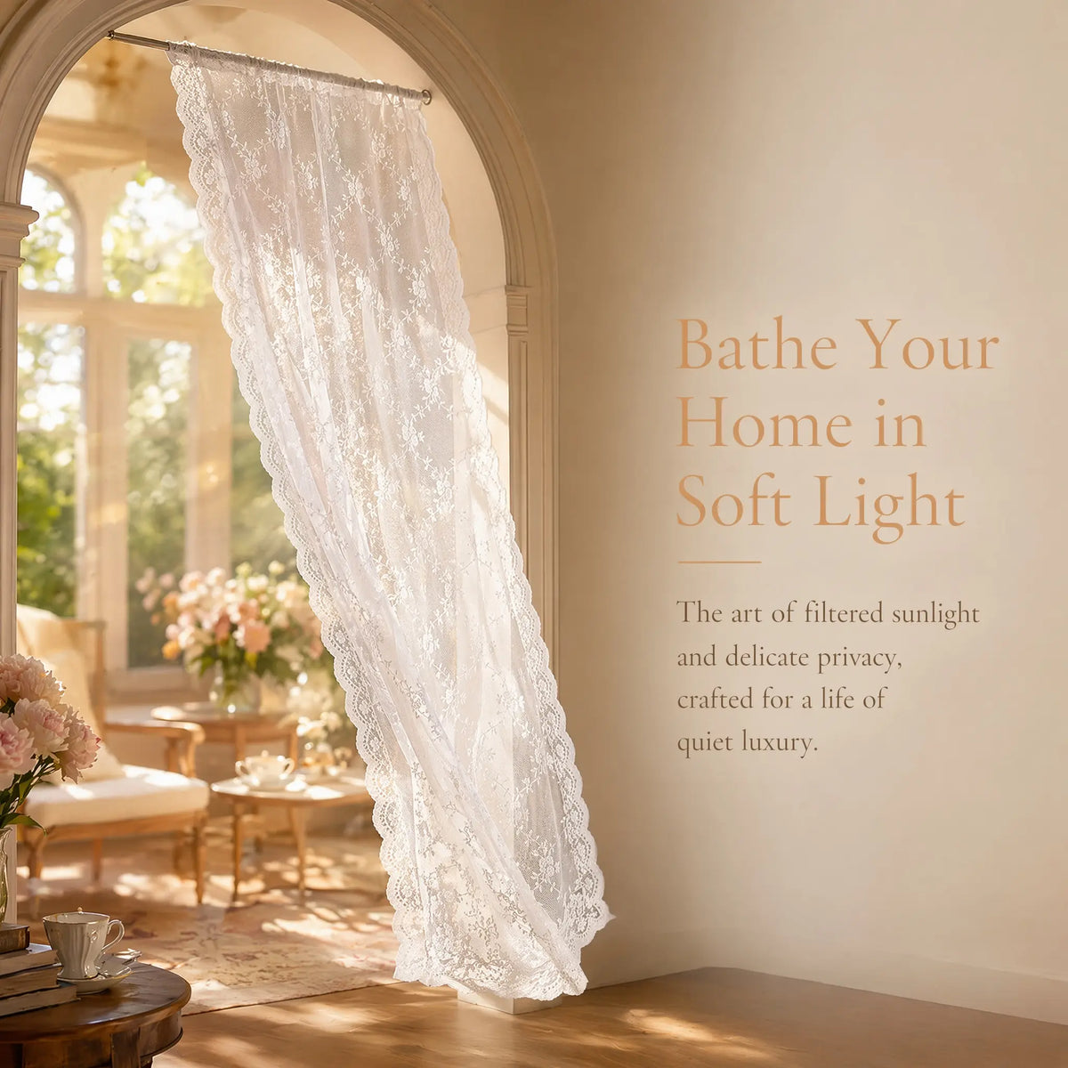 Lace Room Curtains - Adjustable Privacy Screen & Partition for a Home Decor
