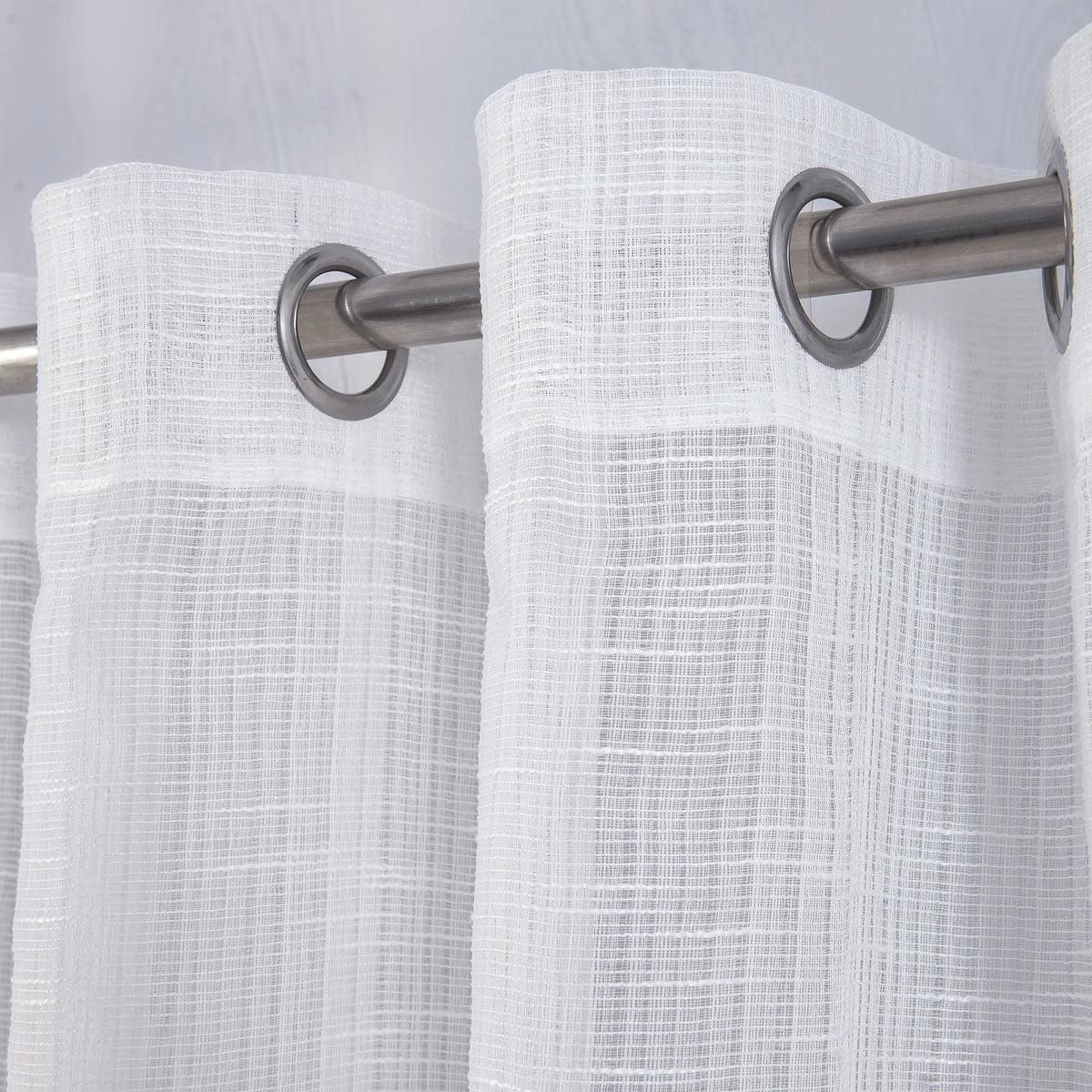 Slub Yarn Semi-Sheer Curtains 52" × 95" | Set of 2 Extra-Long Light-Filtering Grommet Panels | Fifteen Colourways