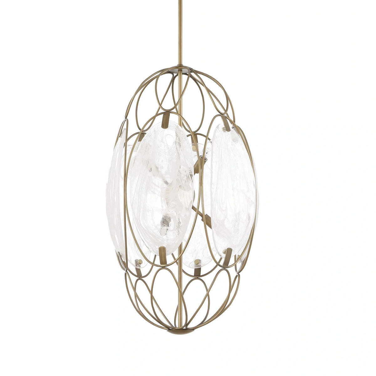 6 Light Glass Panel Pendant