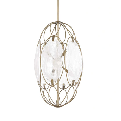 6 Light Glass Panel Pendant
