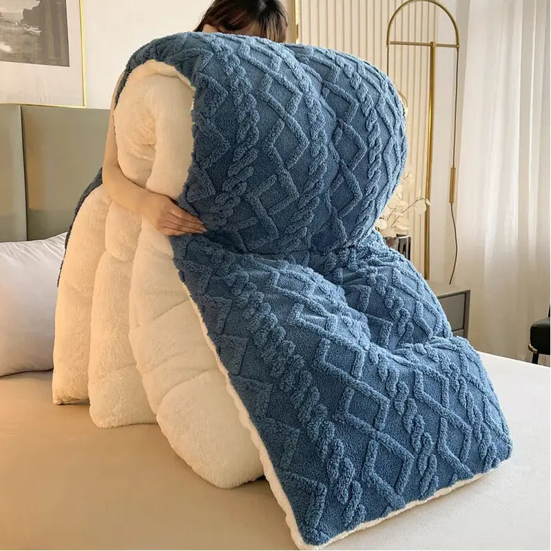 Flannel Fleece Ribbed Comforter Set | OEKO-TEX Certified, Double-Sided Texture | Six Colours, Twin to King