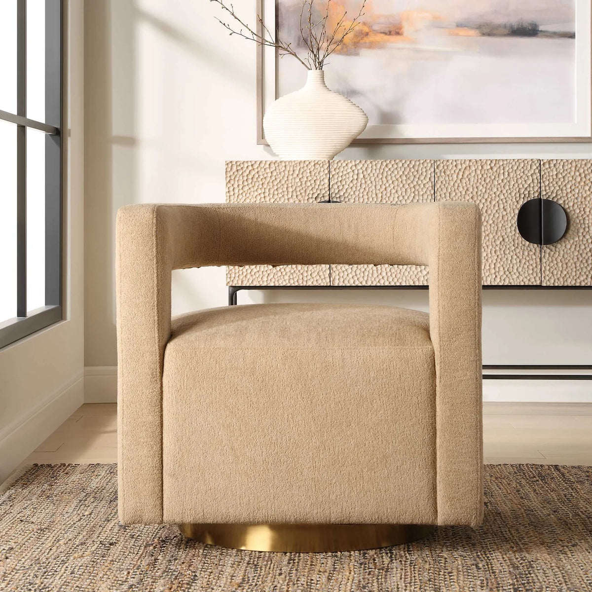 Boucle Swivel Chair