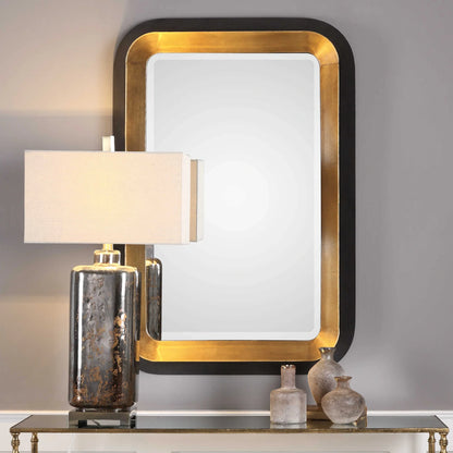 Antiqued Gold Leaf Tapered Mirror