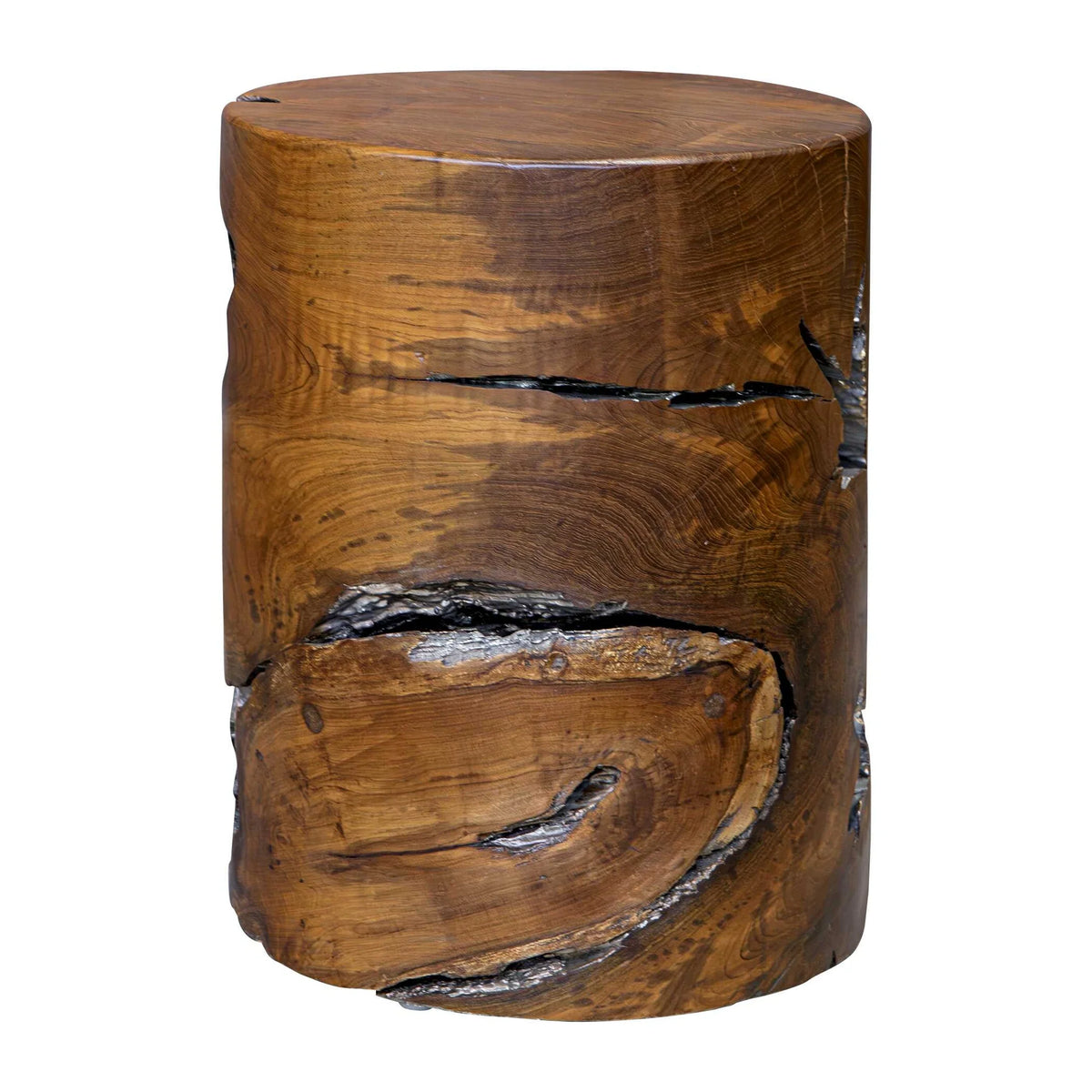 Spalted Teakwood Accent Stool