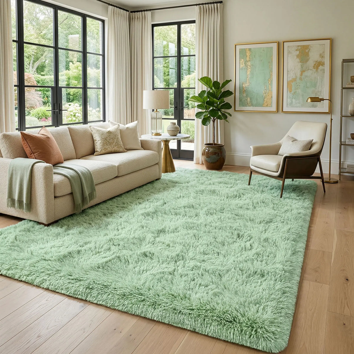 Black Soft Fluffy Shag Area Rug