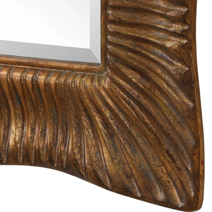 Scalloped Antique Gold Mirror
