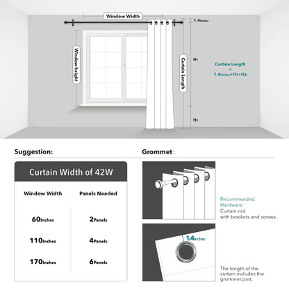 Blackout Curtain Panels | 100% Polyester, Thermal Insulated, Grommet Top | Wide Size Range, Set of 2