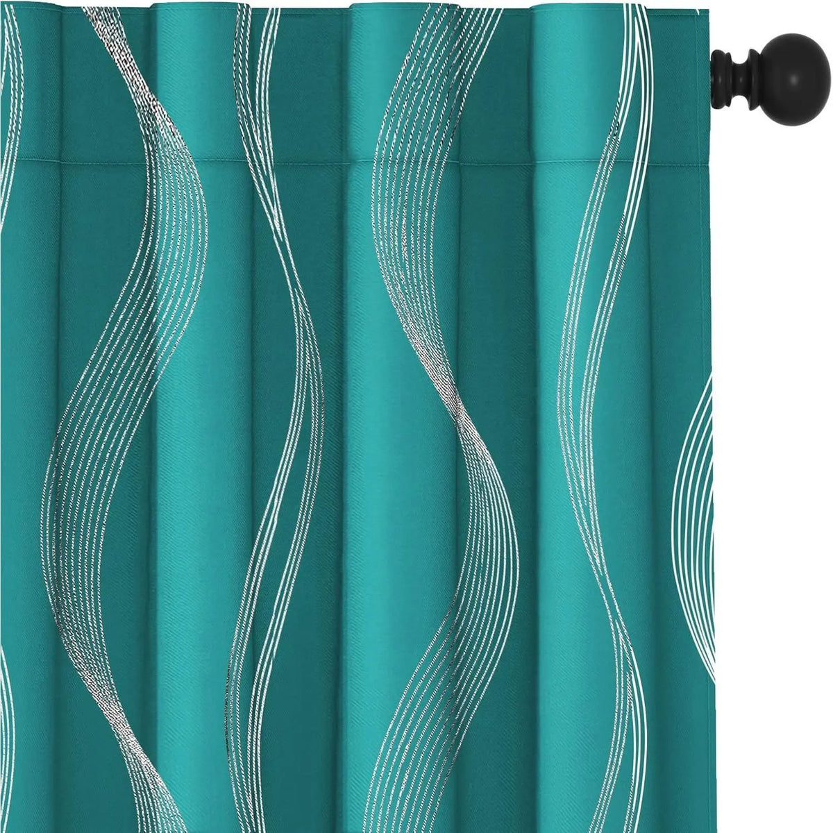 Transform Your Space with Deconovo Silver Print Wave Striped Blackout Curtains - 2 Panels of Thermal Insulated, Soundproof Elegance for Your Living Room or Bedroom