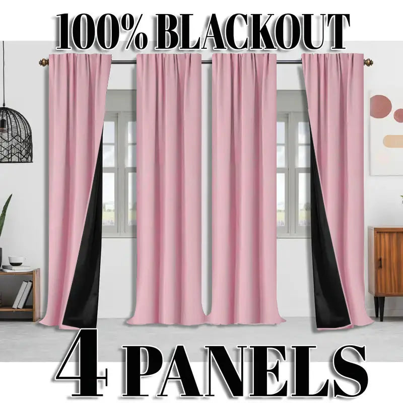 4-Panel Blackout Curtain Set | Thermal Insulated, Rod Pocket | For Wide Windows or Two Standard Windows