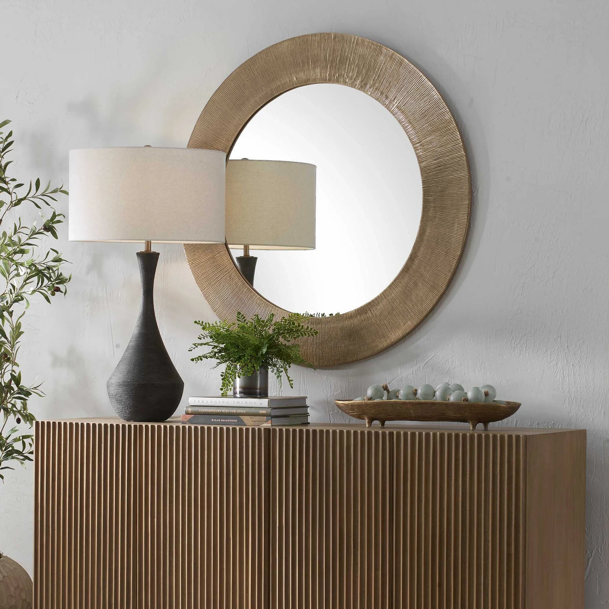 Antique Brass Round Mirror