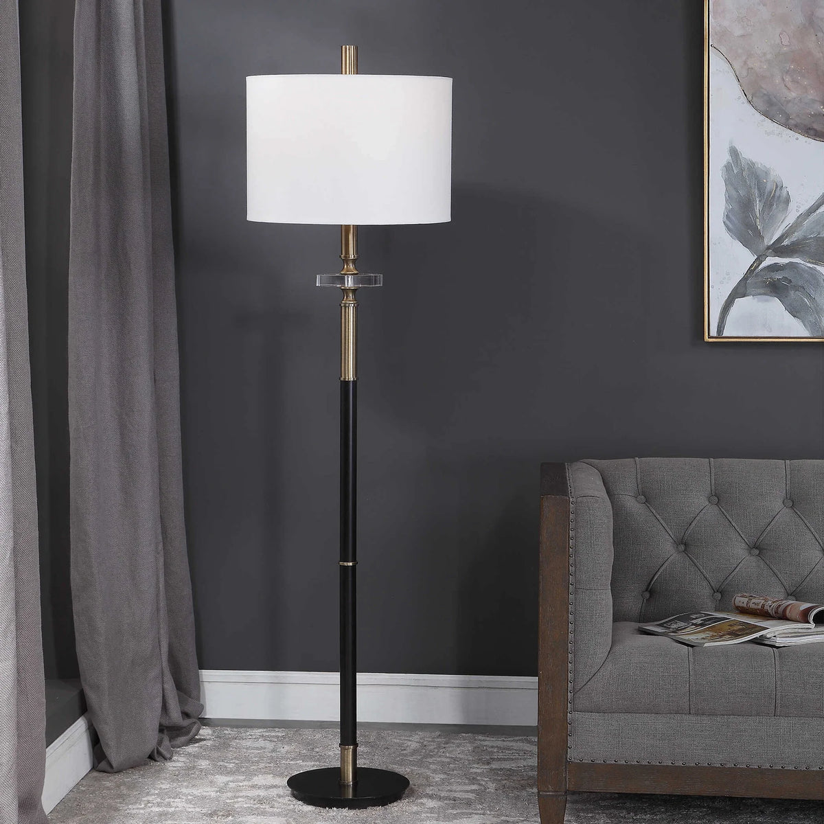 Aged Black Floor Lamp