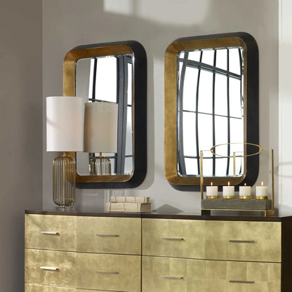 Antiqued Gold Leaf Tapered Mirror