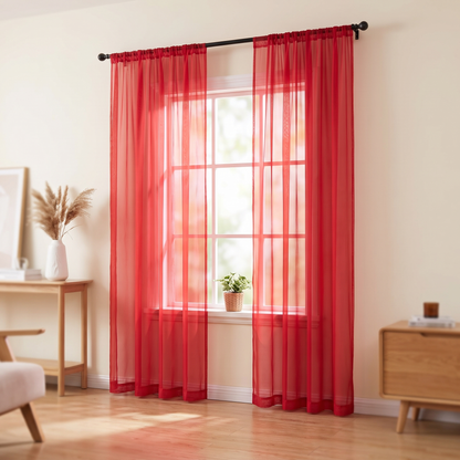 Sheer Light-Filtering Curtains shown styled in a living room