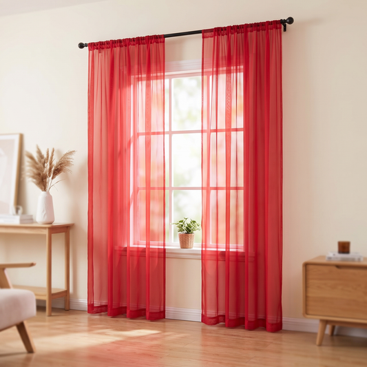 Sheer Light-Filtering Curtains shown styled in a living room