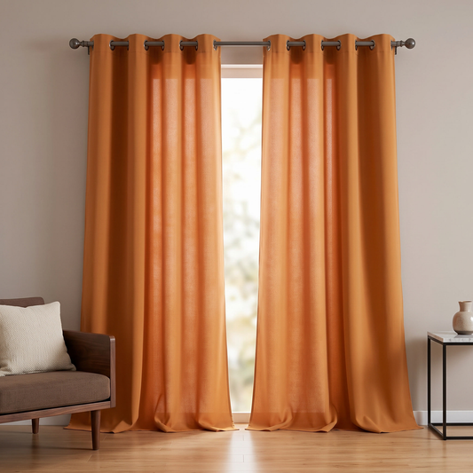 Grommet Blackout Curtains shown styled in a living room