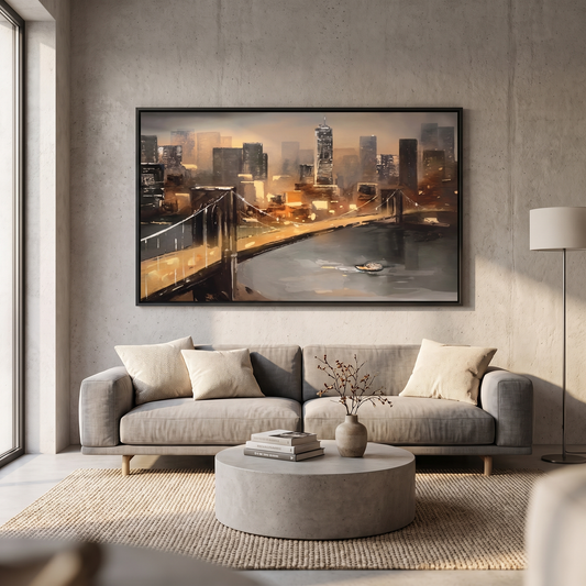 Brooklyn Bridge Canvas Wall Art shown hung on a wall