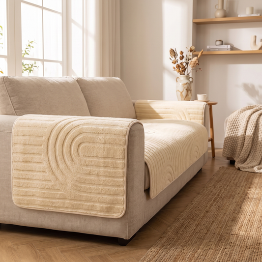 Soft Cotton Velvet Sofa Cushion shown styled on a sofa