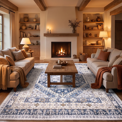 Vintage Washable Anti-Dust Area Rug in living room
