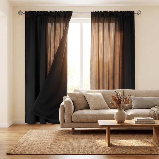 Blackout Curtain Set, 2 Piece, Rod Pocket lifestyle in living room window