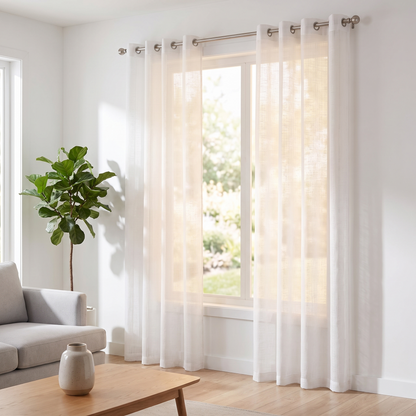 Slub Yarn Semi-Sheer Curtains 52x95 lifestyle in living room window