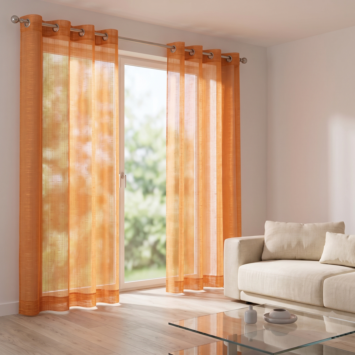 Slub Yarn Semi-Sheer Curtains 52x90 lifestyle in living room window