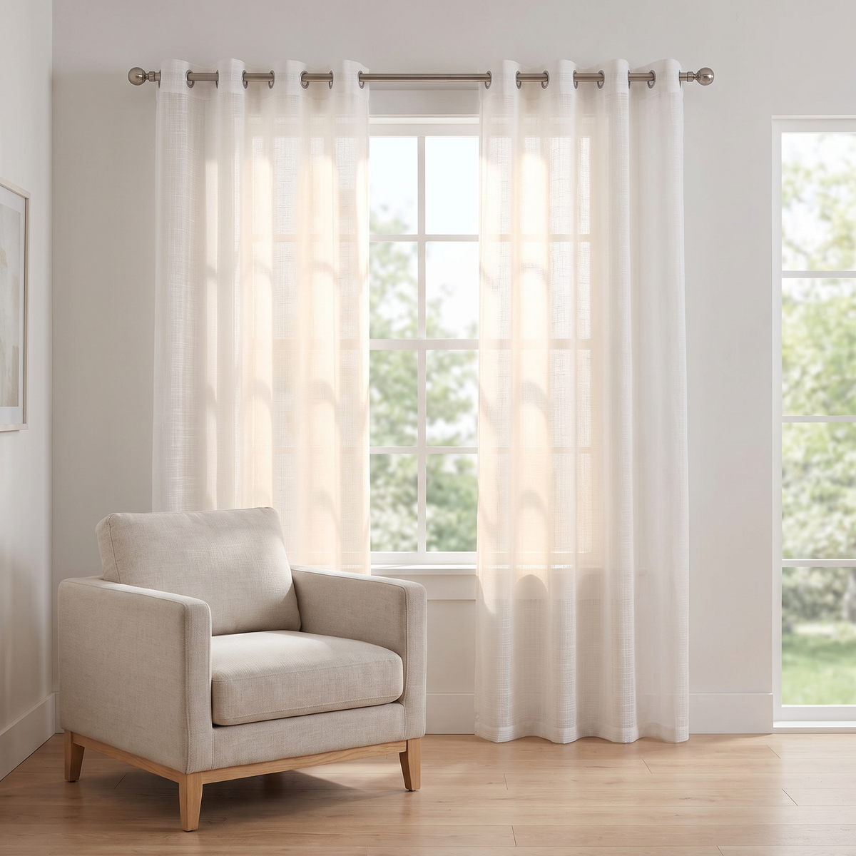 Slub Yarn Semi-Sheer Curtains 52x95 lifestyle in living room window
