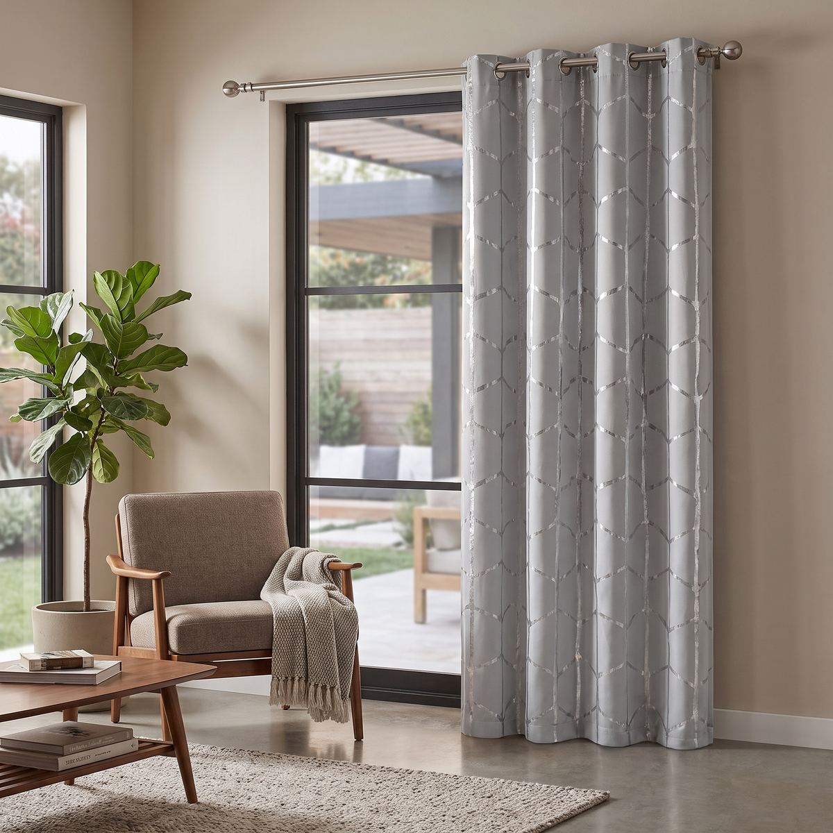 Raina Total Blackout Curtain Panel in living room window