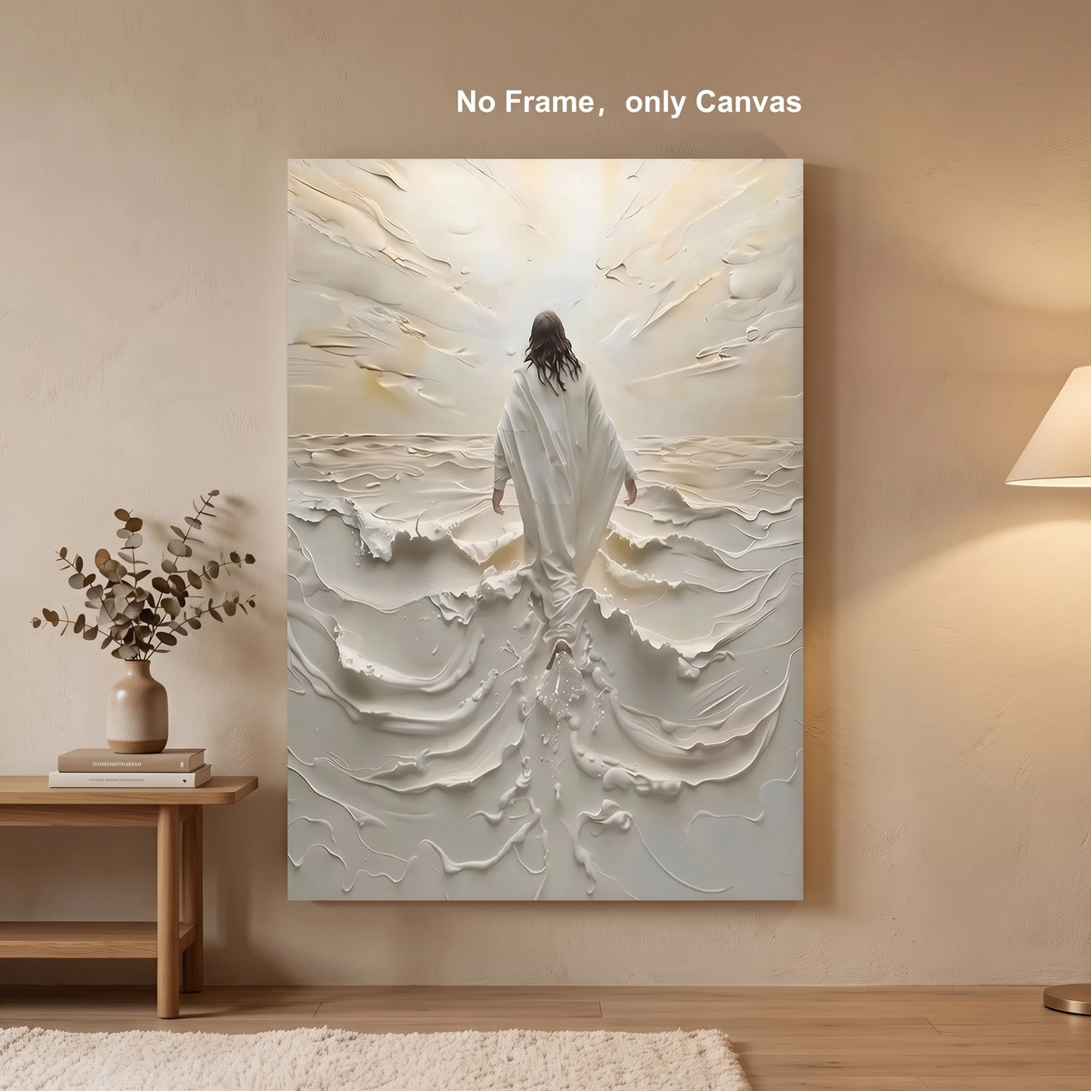 Jesus Walking on Water Canvas Poster mounted on wall