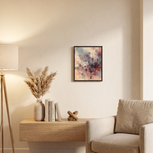 Abstract Framed Canvas Wall Art mounted on wall