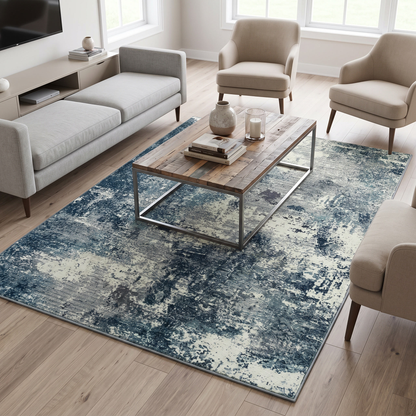 Modern Abstract Washable Area Rug in living room