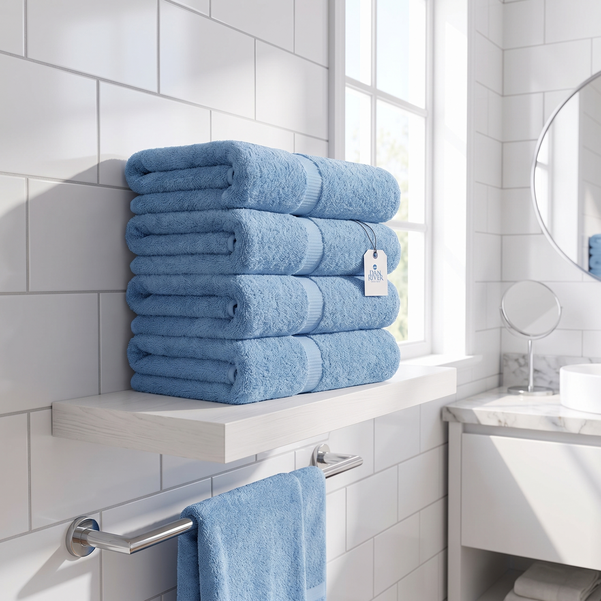 100% Cotton Bath Towel Set 4 Piece in bathroom