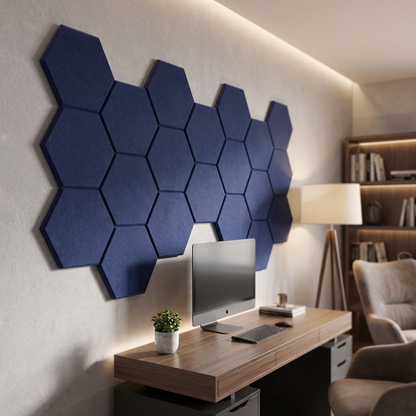 Hexagon Acoustic Wall Panels installed on wall