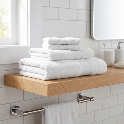 Anti-Bacterial Cotton Bath Towel Set 8 Piece in bathroom