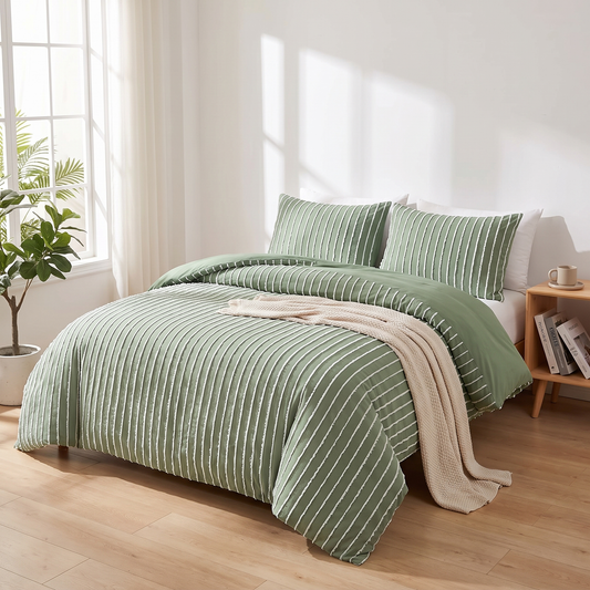 Washed Microfibre Duvet Cover Set styled on bed