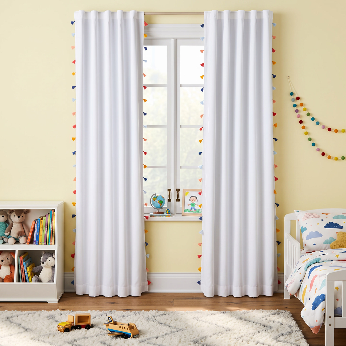 Blackout Tassel Curtain Panel in kids room window