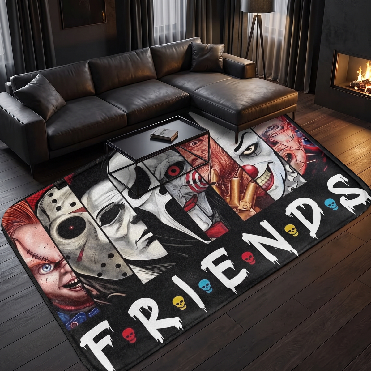 Gothic Horror Print Indoor Area Rug in living room