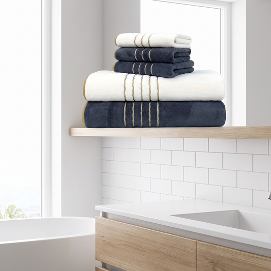 Bathroom Towel Set 8 Piece with Washcloths on shelf