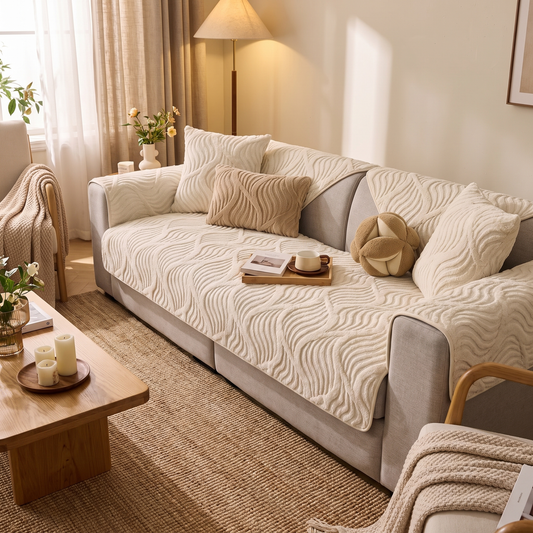 Bohemian Plush Sofa Cushion Cover styled on sofa