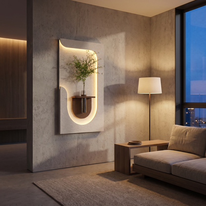 Modern LED Wall Art with Remote Control glowing on wall