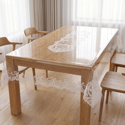 Clear PVC Table Protector fitted on dining table
