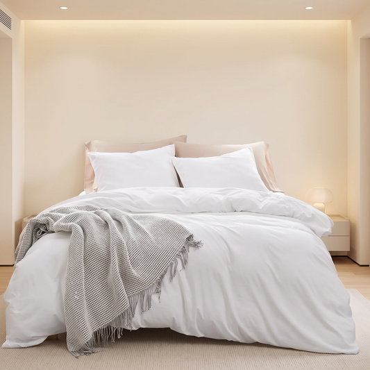 Washed Microfibre Duvet Cover Set 3 Piece styled on bed