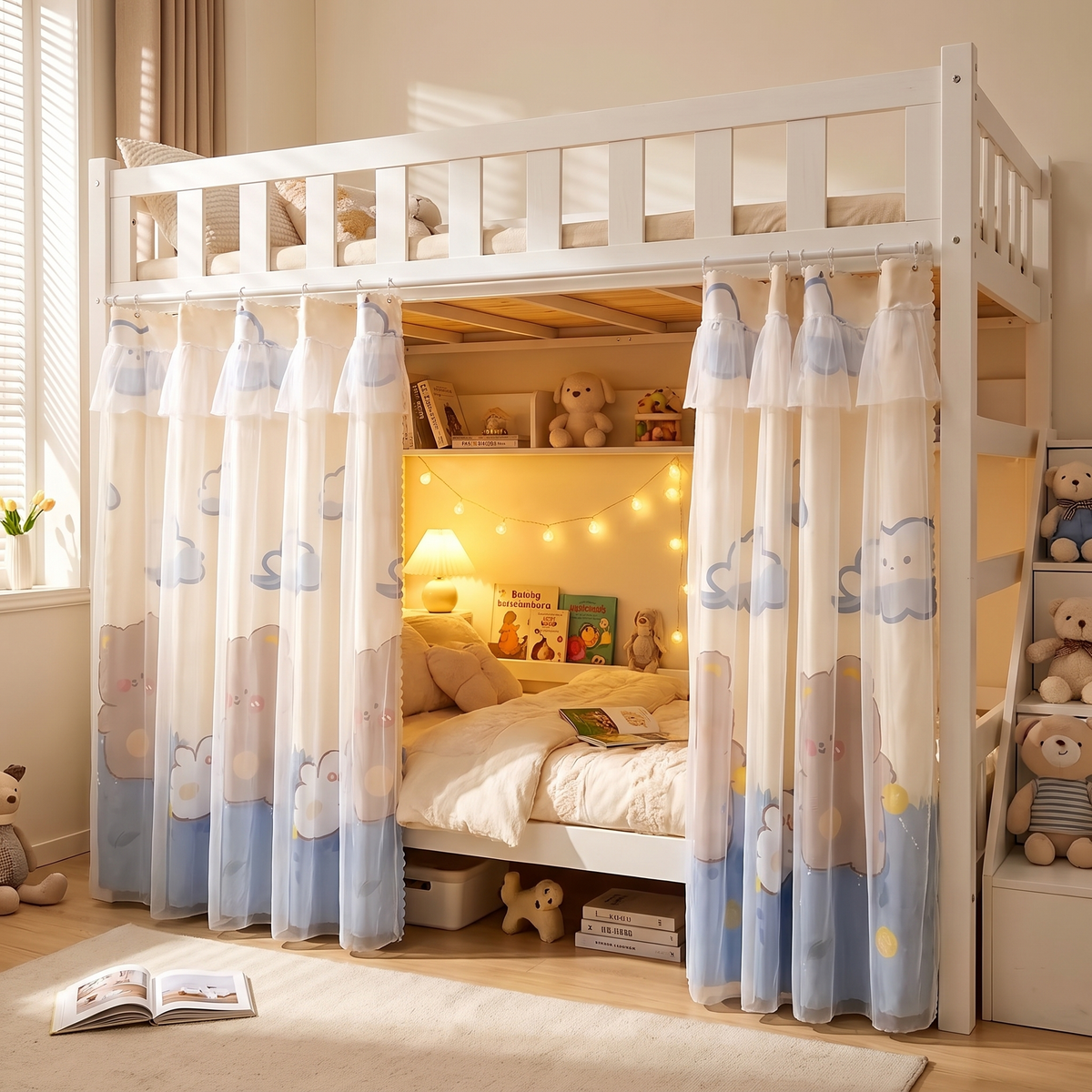 Bunk Bed Privacy Blackout Curtains in kids bedroom