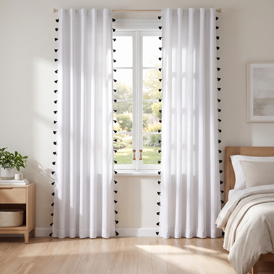 Blackout Tassel Curtain Panel, 95 in